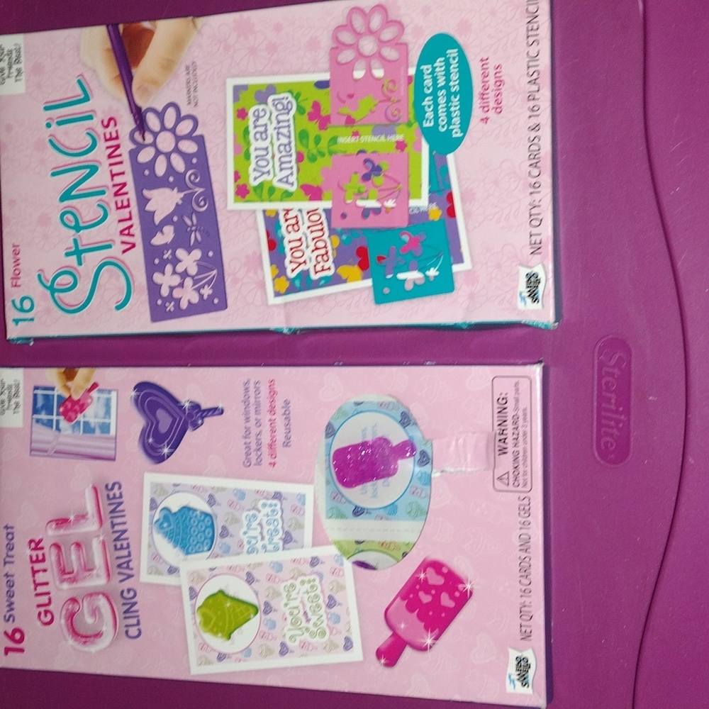 Cling Valentine's day cards with glitter gel 32 pc